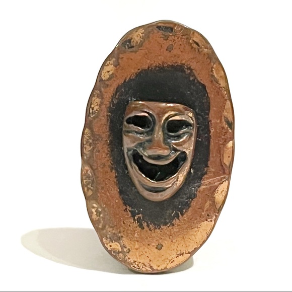 Vintage Theatre Masks Comedy and Tragedy Clip On Earrings Actor Performer Drama - Picture 4 of 8